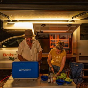 Britz Maverick 4wd 2 Berth AU Exterior Outdoor Cooking Setup