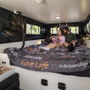 Britz Maverick 4wd 2 Berth AU Interior Rear Queen Bed