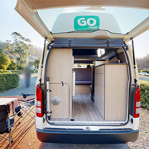 GoCheap Hi Top Campervan – 4 Berth – trunk door open