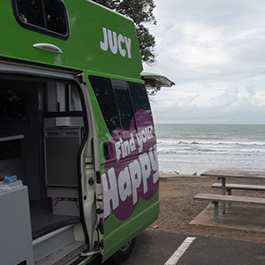 Jucy Chaser Campervan – 3 Berth-side-door-open