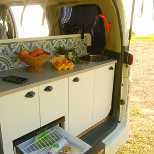AW BD Campervan – 2 Berth AU Interior Kitchen And Fridge