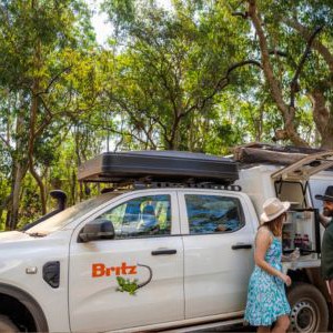 Britz Warrior 4wd 4 Berth AU Exterior Passenger Side Awning View