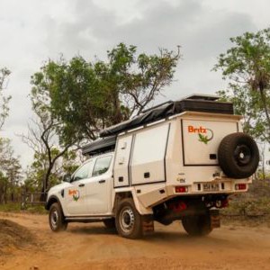 Britz Warrior 4wd 4 Berth AU Exterior Rear Passenger Side View