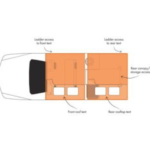 Britz Warrior 4wd 4 Berth AU Floorplan Night
