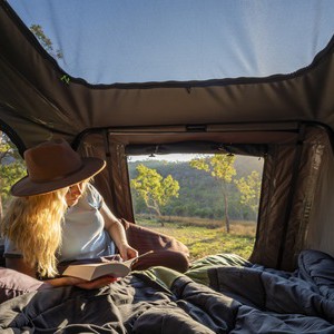 Britz Warrior 4wd 4 Berth AU Interior Bedroom Roof Window