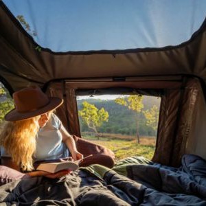 Britz Warrior 4wd 4 Berth AU Interior Rooftop Tent Sleeping Area View