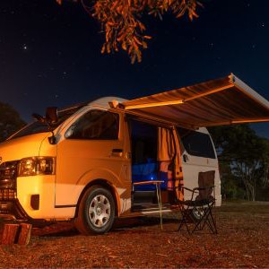 AW HP Campervan – 3 Berth AU Exterior Night Campsite View AW HP Campervan – 3 Berth AU Exterior Night Campsite View