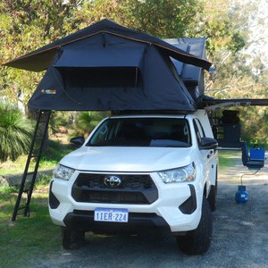 GC Toyota Hilux 4WD – 2-5 Berth AU front view with rooftop tent open