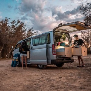 HR – 2-3 Berth Travellers Using Rear Storage at Bush Camp HR – 2-3 Berth Travellers Using Rear Storage at Bush Camp